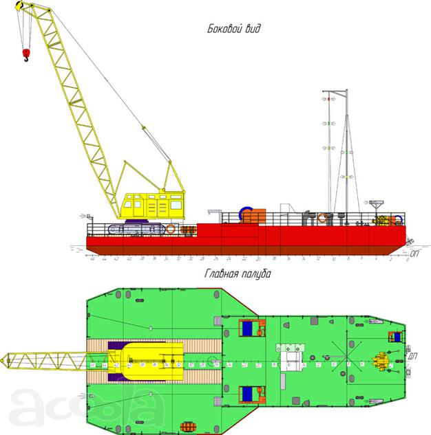 Понтон новый для гусеничного крана РДК-250 плавкран, плавучий кран.